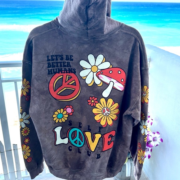 Old Navy Tops - Love Peace Floral Hoodie